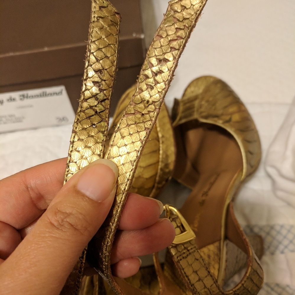 Terry De Havilland Gold Python Platform Sandals - image 7